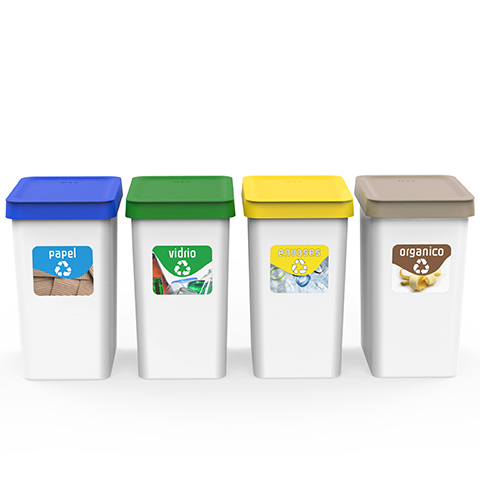 Papelera de reciclaje Vario Mod. 4 Cubos Ref. CR605 - Buzones Canarias