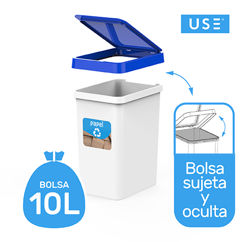 Pack de cubo de reciclaje ecológico 45 litros de 3 compartimentos con rollo  de 20 bolsas de basura de 20 litros, reciclaje de basura / cubos de recicl  – PK4100 – B2B DIEMPI