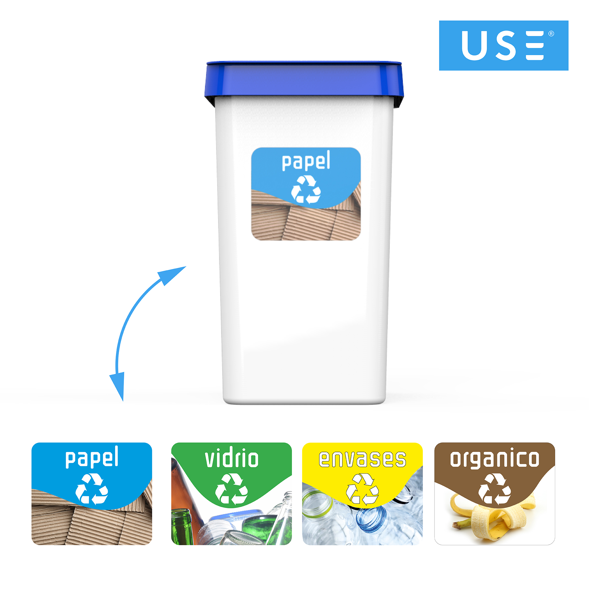TIENDA EURASIA® Cubo de Basura para Reciclaje - Pack 3 Cubos de Basura de  Cocina para Reciclar Apilables - 36L - (Papel - Vidrio - Plástico) (Blanco)  : : Hogar y cocina
